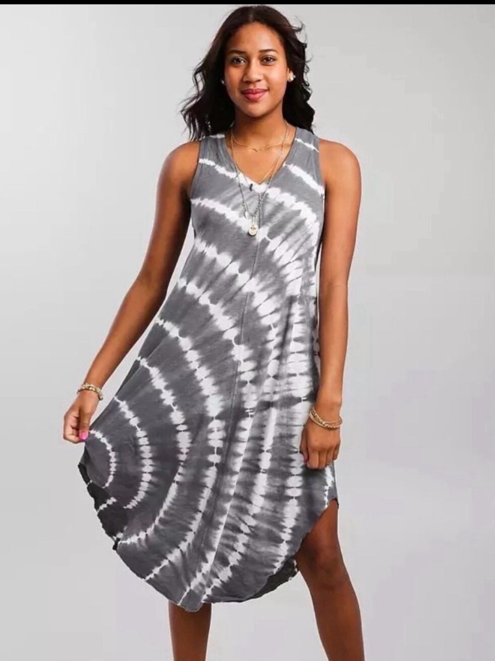 Z Supply Gray White Tie Dye Tank Dress small